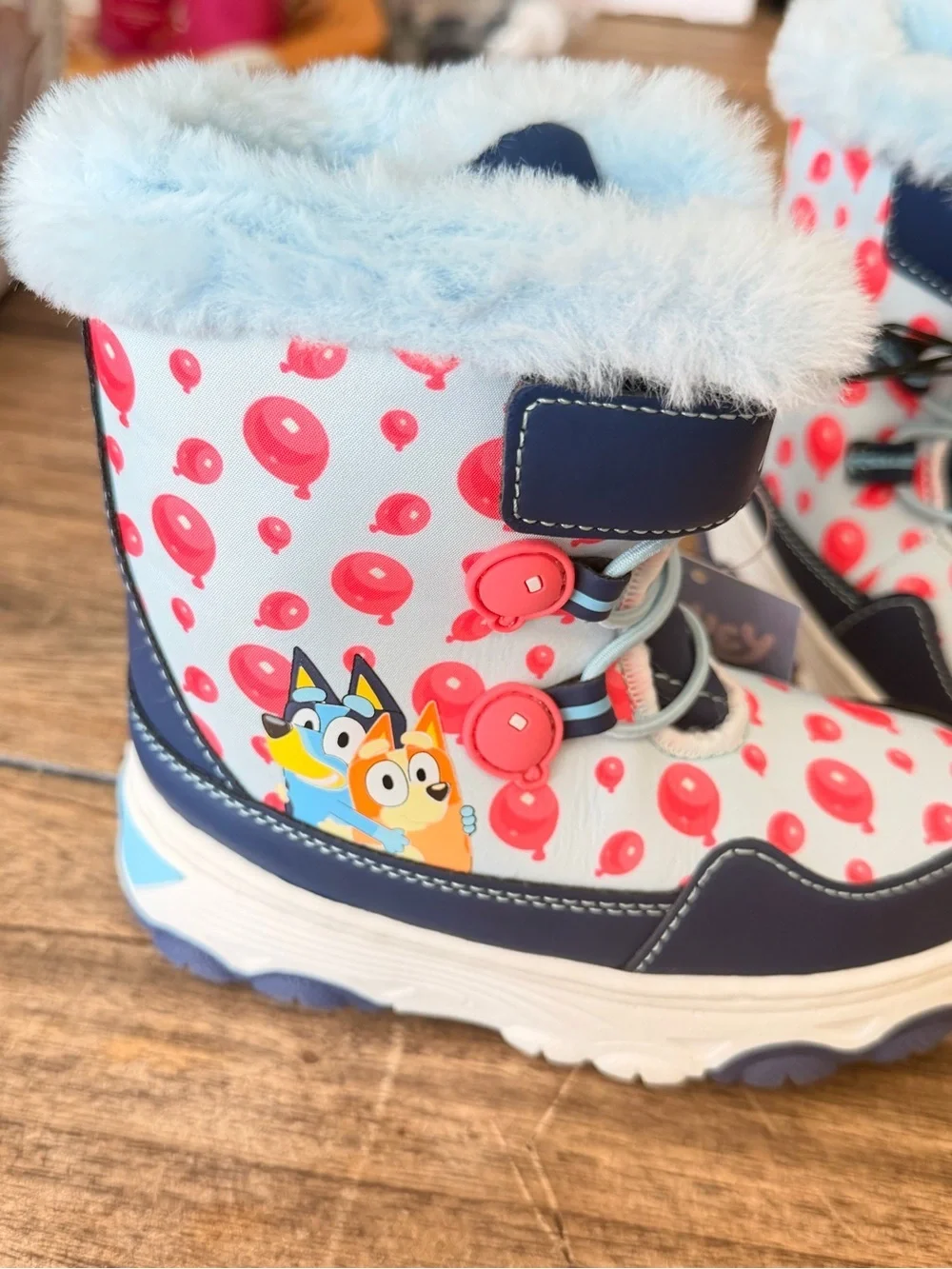 Bluey Toddler Kids Winter Boots with Faux Fur Trim size 9